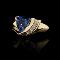 14K Yellow Gold Estate Tanzanite and Diamond Ring