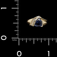 14K Yellow Gold Estate Tanzanite and Diamond Ring