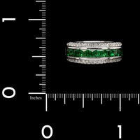 18K White Gold Estate Tsavorite and Diamond Ring
