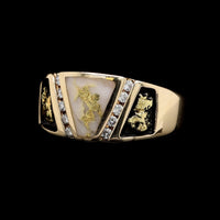 14K Yellow Gold Estate Quartz Diamond Nugget Ring