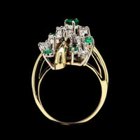 18K Two-tone Gold Estate Emerald and Diamond Cluster Ring