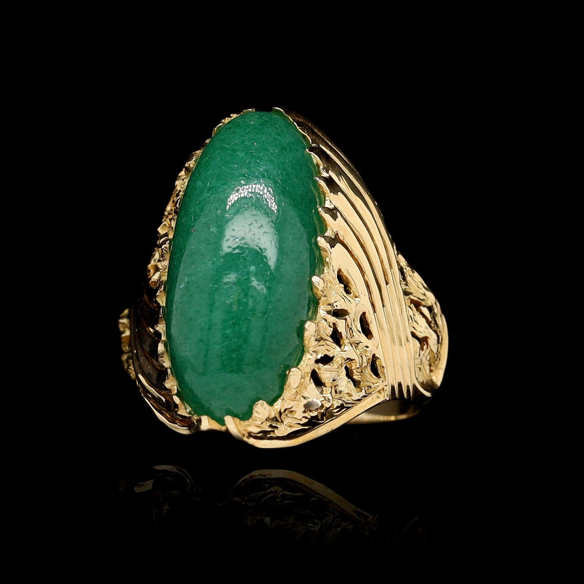 14K Yellow Gold Estate Aventurine Ring