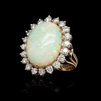 14K Yellow Gold Estate Opal and Diamond Ring