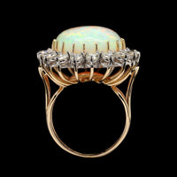 14K Yellow Gold Estate Opal and Diamond Ring