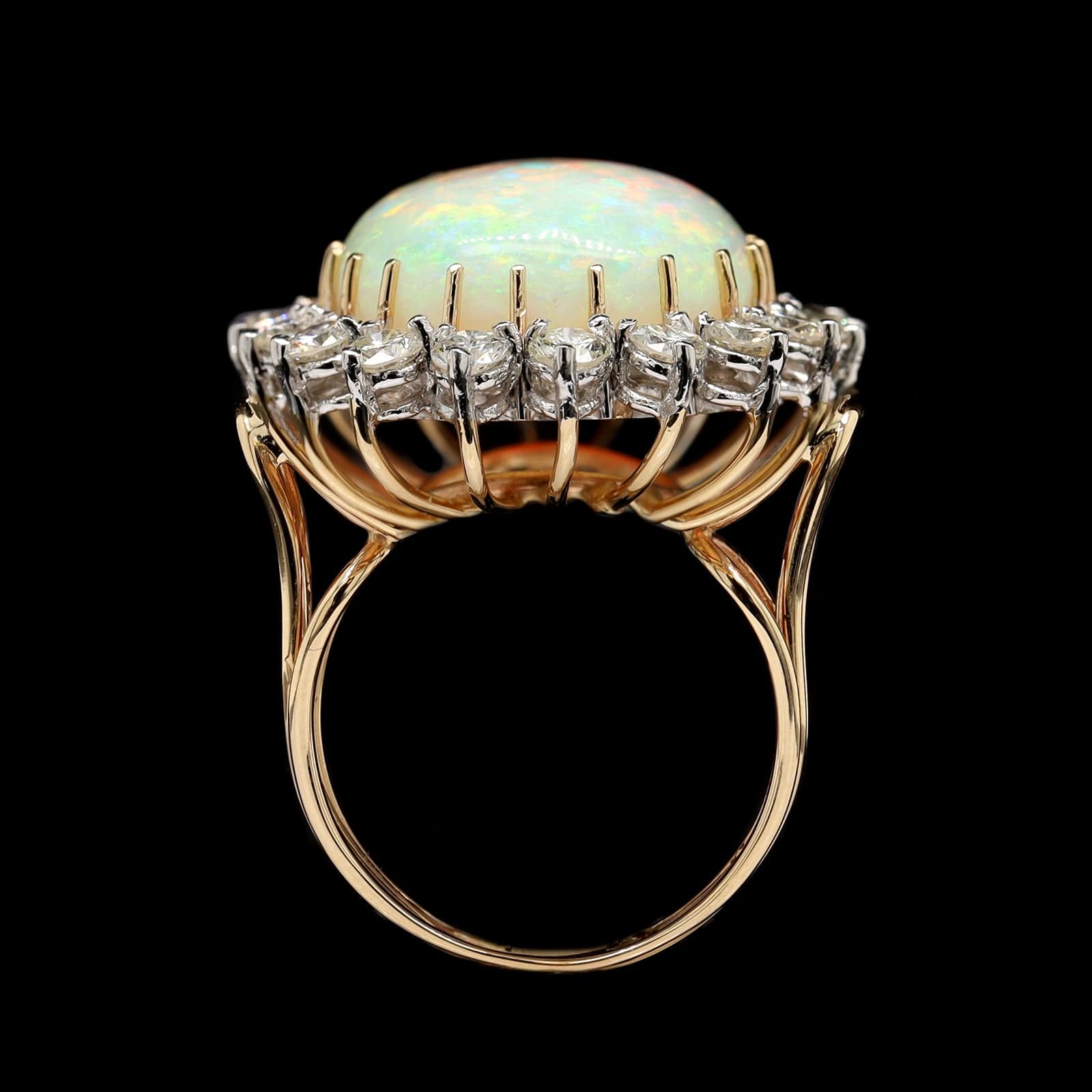 14K Yellow Gold Estate Opal and Diamond Ring