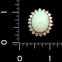 14K Yellow Gold Estate Opal and Diamond Ring