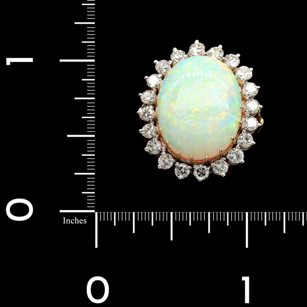 14K Yellow Gold Estate Opal and Diamond Ring