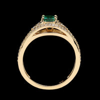 18K Yellow Gold Estate Emerald and Diamond Ring