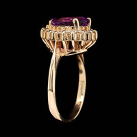 14K Yellow Gold Estate Amethyst and Diamond Ring