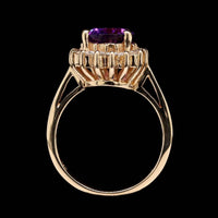 14K Yellow Gold Estate Amethyst and Diamond Ring