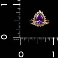 14K Yellow Gold Estate Amethyst and Diamond Ring