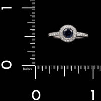 18K White Gold Estate Sapphire and Diamond Ring