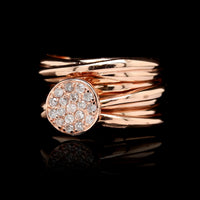 14K Rose Gold Estate Diamond Multi Row Ring