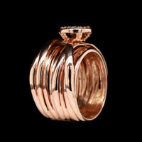 14K Rose Gold Estate Diamond Multi Row Ring