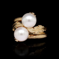 14K Yellow Gold Estate Cultured Pearl Ring