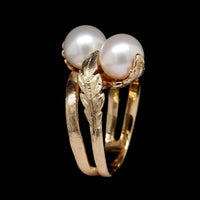 14K Yellow Gold Estate Cultured Pearl Ring