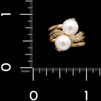 14K Yellow Gold Estate Cultured Pearl Ring