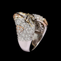 18K Tricolor Gold Estate Diamond Ring