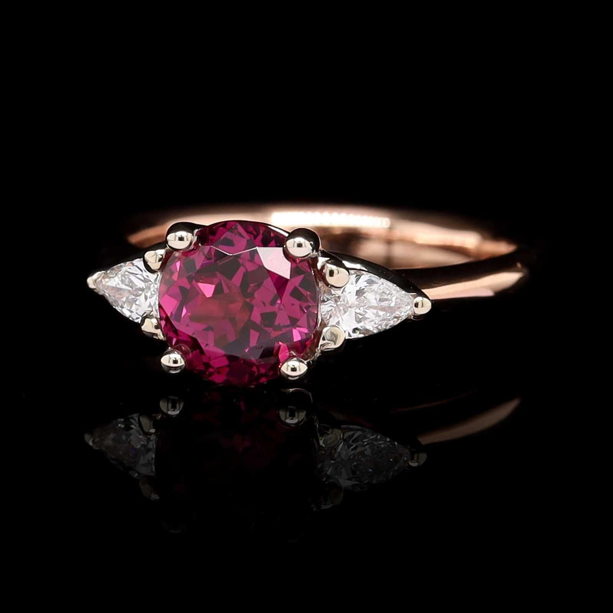14K Two-tone Gold Estate Garnet and Diamond Ring