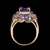 14K Yellow Gold Estate Amethyst, Pink Sapphire and Diamond Ring