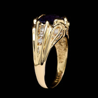 18K Yellow Gold Estate Iolite and Diamond Ring