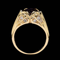 18K Yellow Gold Estate Iolite and Diamond Ring