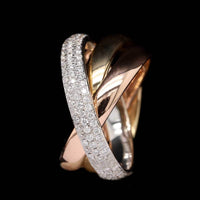18K Tri-color Gold Estate Diamond Rolling Ring