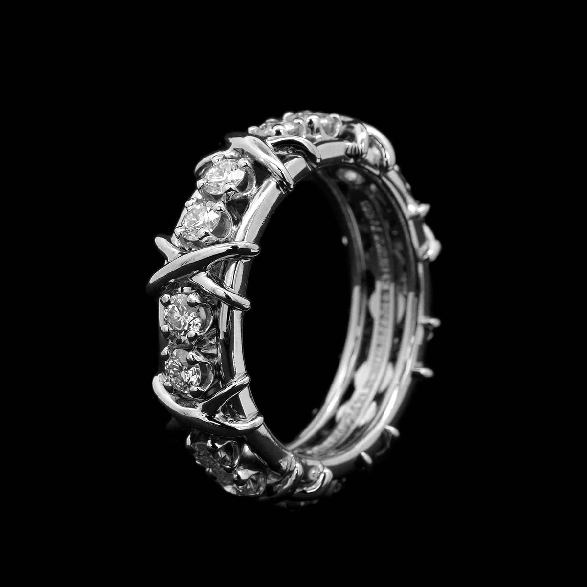 Tiffany & Co. Schlumberger Platinum Estate Sixteen Stone Diamond Ring ...