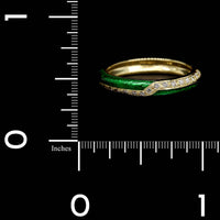 Hidalgo 18K Yellow Gold Estate Diamond and Green Enamel Ring