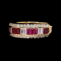 18K Yellow Gold Estate Ruby and Diamond Ring