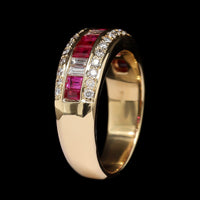 18K Yellow Gold Estate Ruby and Diamond Ring