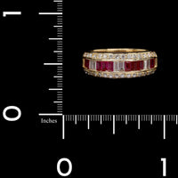 18K Yellow Gold Estate Ruby and Diamond Ring