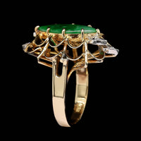 14K Two-tone Gold Estate Jadeite and Diamond Ring