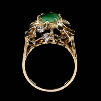 14K Two-tone Gold Estate Jadeite and Diamond Ring