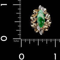 14K Two-tone Gold Estate Jadeite and Diamond Ring