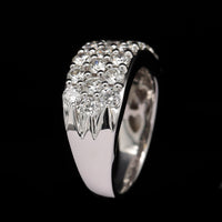 14K White Gold Estate Diamond Three Row Ring