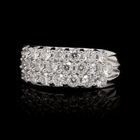 14K White Gold Estate Diamond Three Row Ring