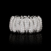 Demeglio 18K White Gold Estate Artiglio Diamond Tapered Link Stretch Ring