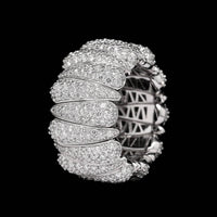 Demeglio 18K White Gold Estate Artiglio Diamond Tapered Link Stretch Ring