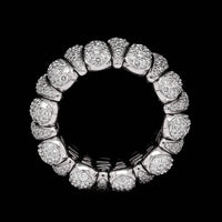 Demeglio 18K White Gold Estate Artiglio Diamond Tapered Link Stretch Ring
