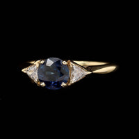 18K Yellow Gold Estate Sapphire and Diamond Ring