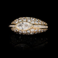 18K Yellow Gold Estate Marquise Diamond Ring