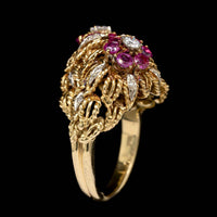 18K Yellow Gold Estate Ruby and Diamond Ring
