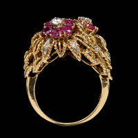 18K Yellow Gold Estate Ruby and Diamond Ring