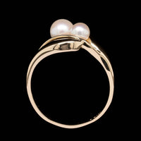 14K Yellow Gold Estate Cultured Pearl and Diamond Ring