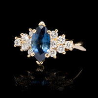 14K Yellow Gold Estate Sapphire and Diamond Ring