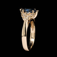 14K Yellow Gold Estate Sapphire and Diamond Ring