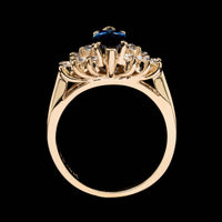 14K Yellow Gold Estate Sapphire and Diamond Ring