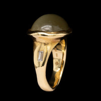 H.Stern 18K Yellow Gold Estate Cat's Eye Quartz and Diamond Ring