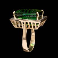 18K Yellow Gold Estate Tourmaline Diamond Ring